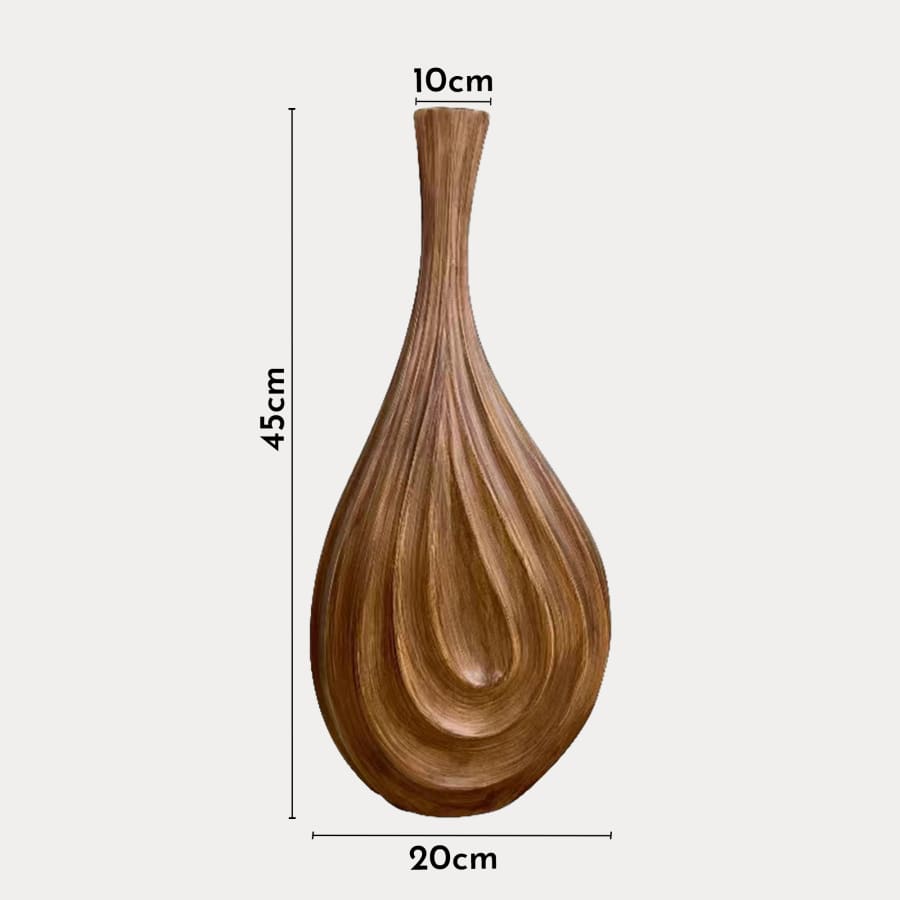 Vase goutte en polyrésine imitation bois H45 cm