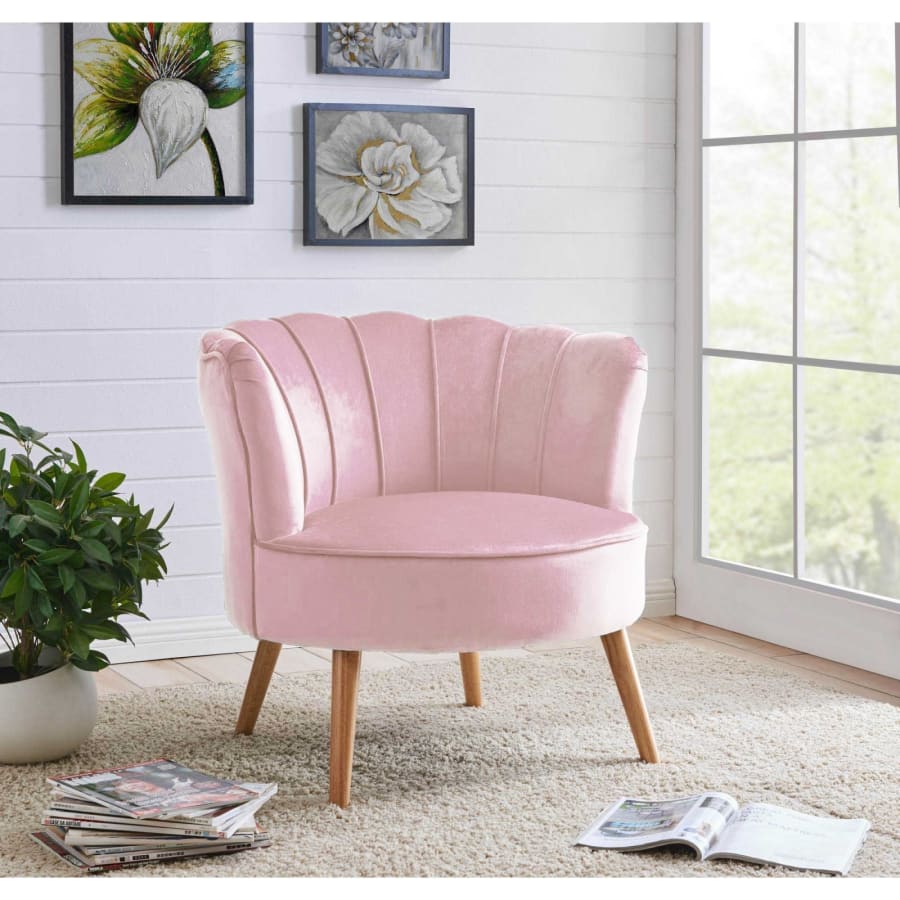 Fauteuil en tissu velours rose design