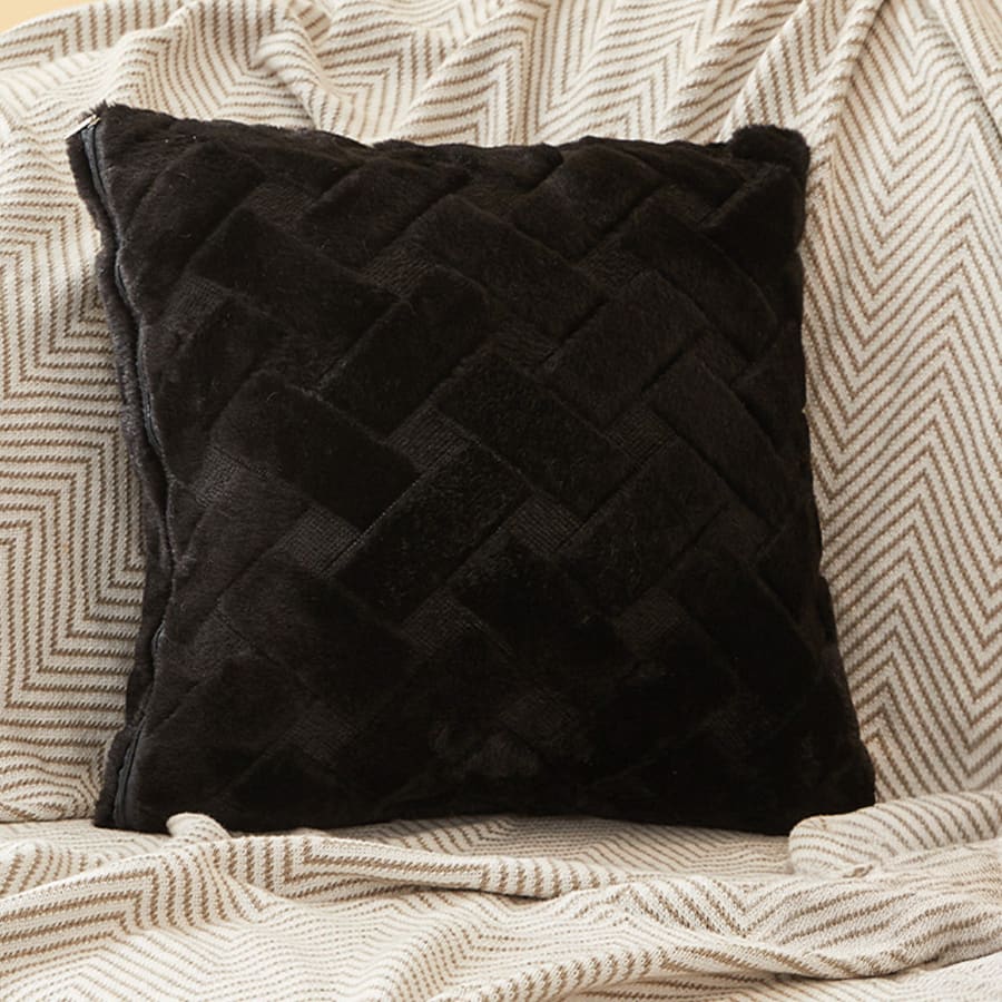 Coussin carré en tissu à motifs noir 43x43 cm