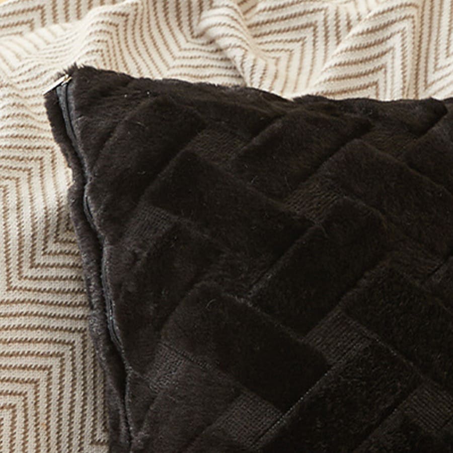 Coussin carré en tissu à motifs noir 43x43 cm