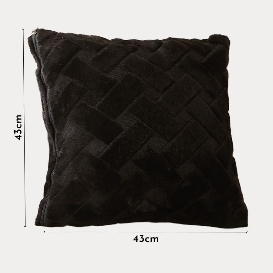 Coussin carré en tissu à motifs noir 43x43 cm