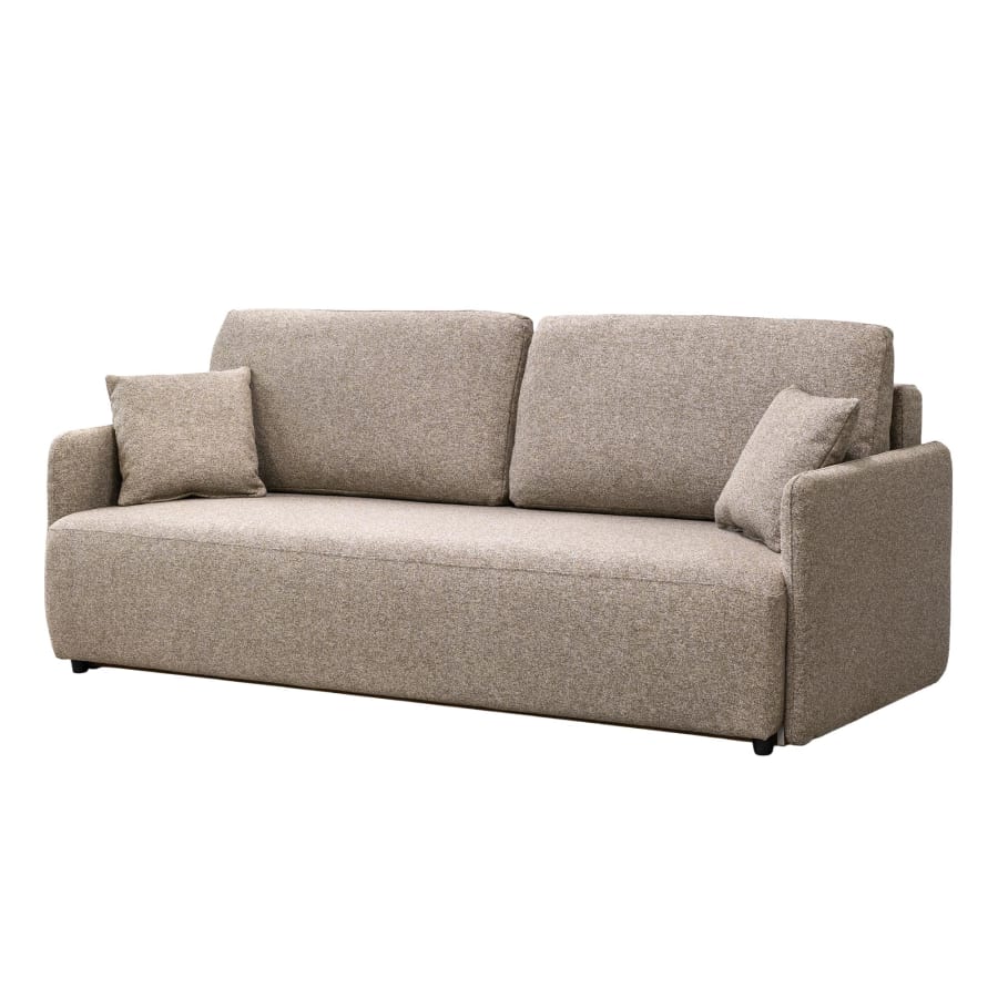 Canap&eacute; 3 places convertible en tissu taupe
