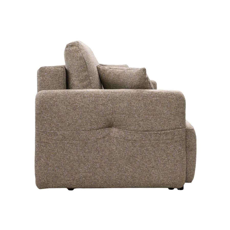 Canap&eacute; 3 places convertible en tissu taupe