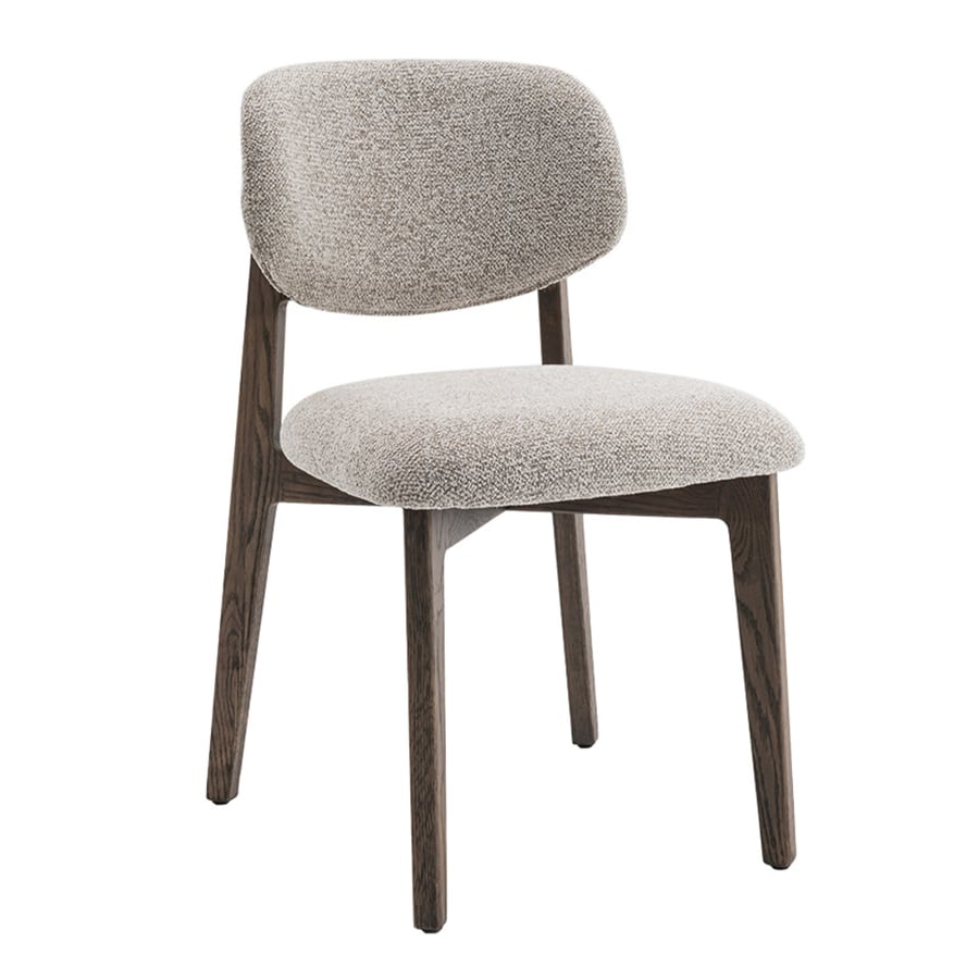 Chaise de repas en tissu beige pieds couleur bois fonc&eacute;