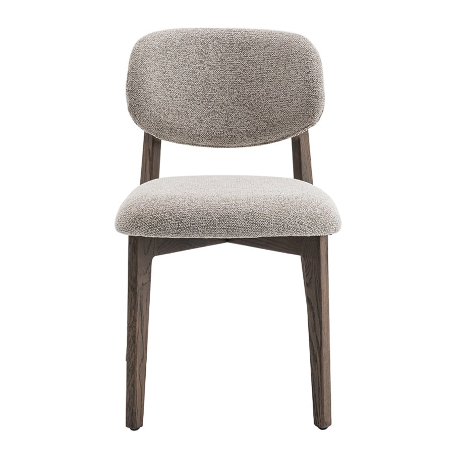 Chaise de repas en tissu beige pieds couleur bois fonc&eacute;