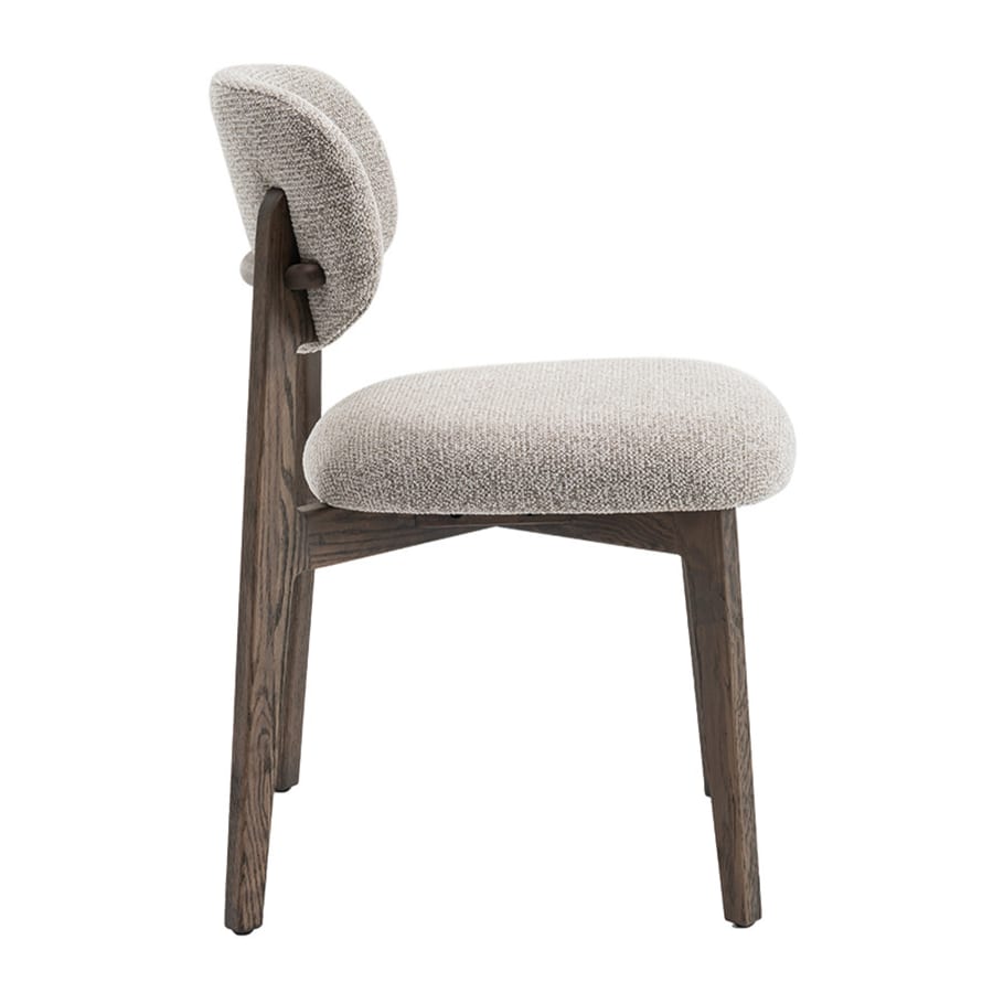 Chaise de repas en tissu beige pieds couleur bois fonc&eacute;