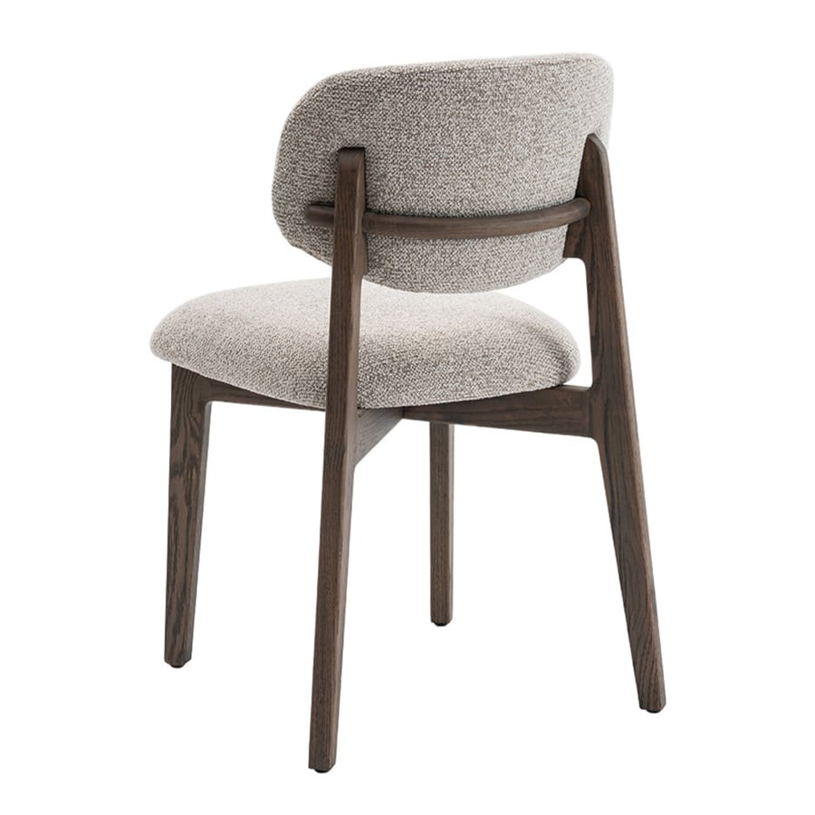 Chaise de repas en tissu beige pieds couleur bois fonc&eacute;