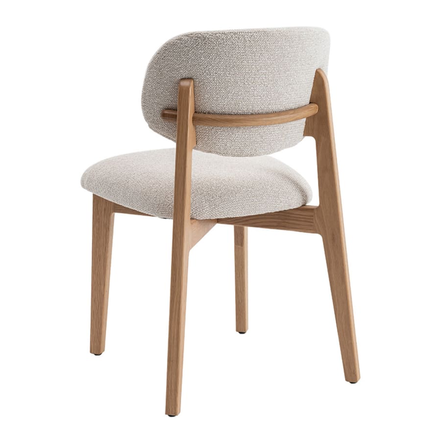 Chaise en tissu beige pieds couleur bois clair