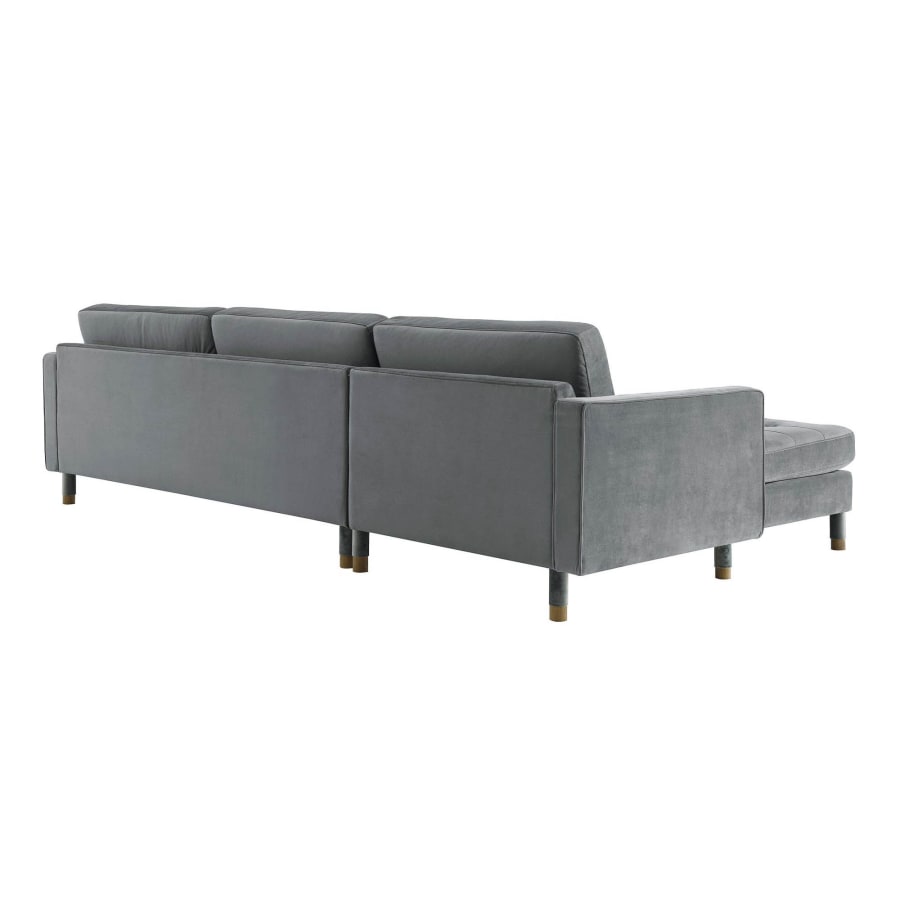 Canapé d'angle scandinave en velours gris - Angle Gauche