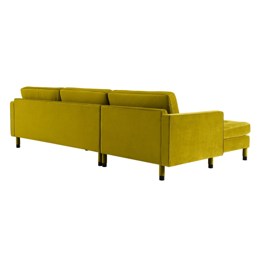 Canapé d'angle scandinave en velours jaune - Angle Gauche