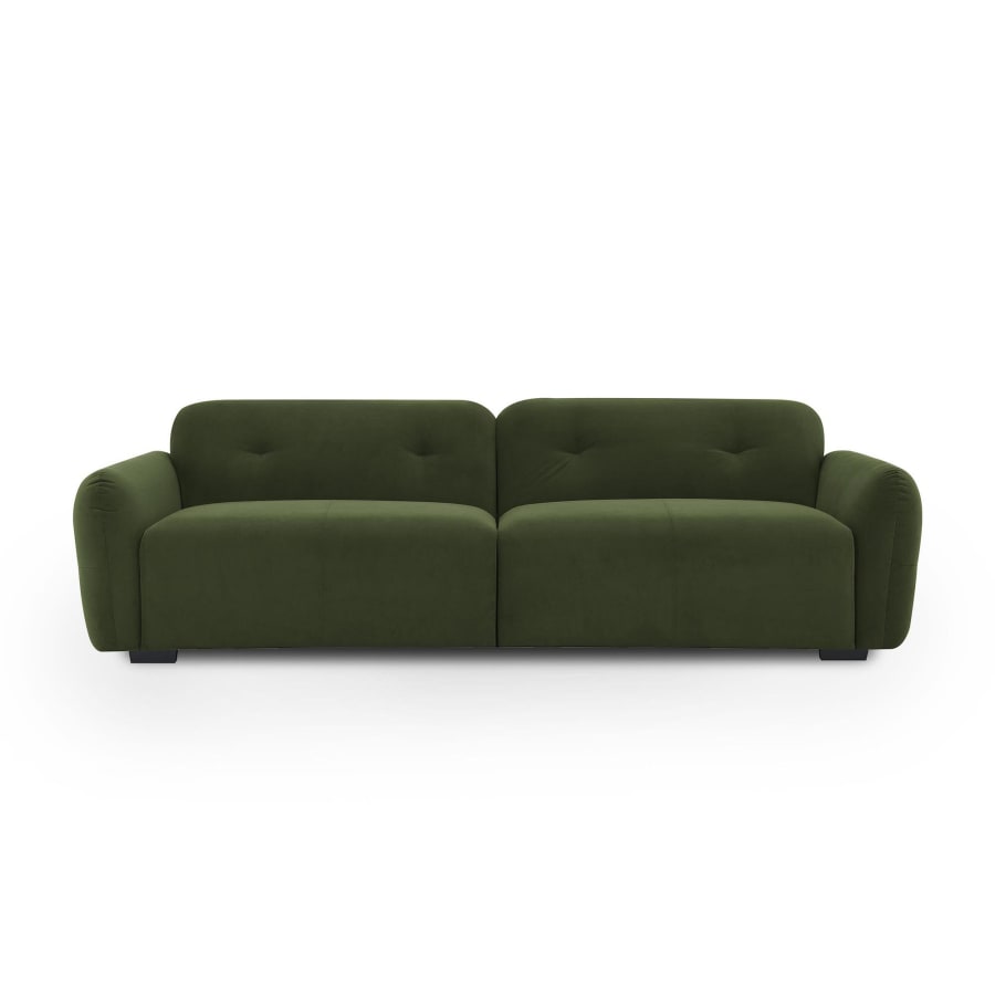 Canap&eacute; 3 places en velours vert kaki