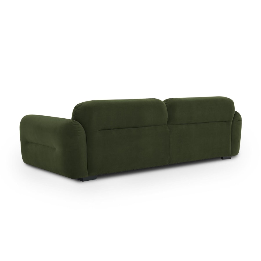 Canap&eacute; 3 places en velours vert kaki