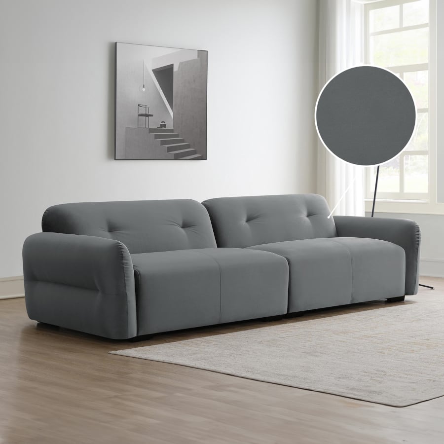 Canap&eacute; 4 places en velours gris