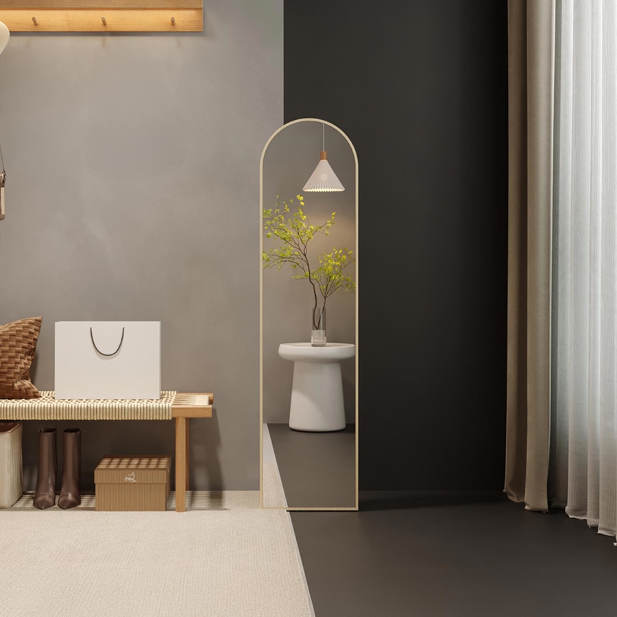 Miroir sur pieds 160x40 cm couleur ch&ecirc;ne vieilli