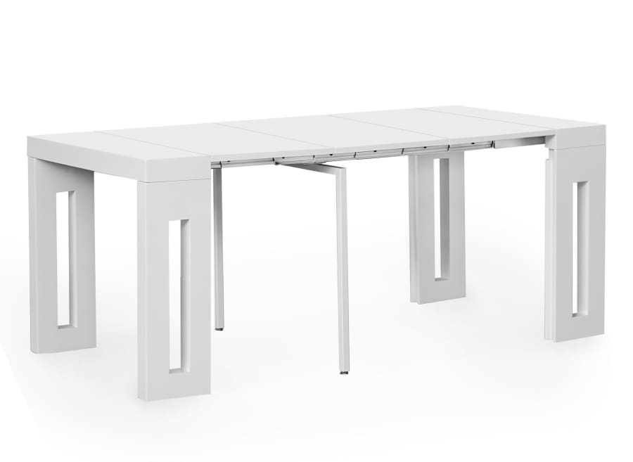 Console extensible table &agrave; manger 8-10 personnes blanche