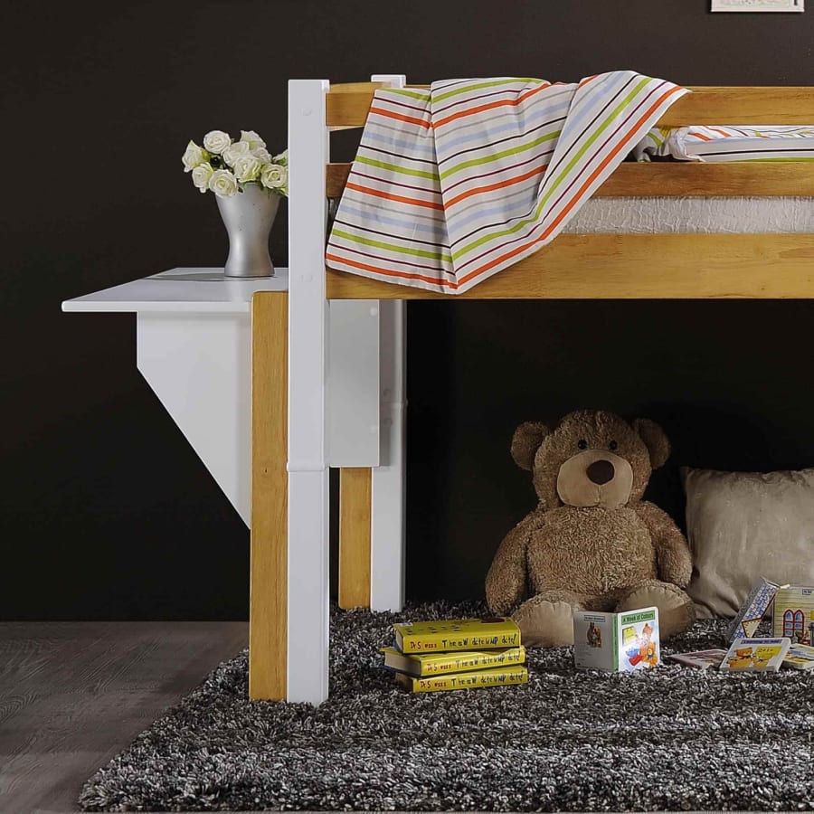 Lit enfant mezzanine mi-haut en bois blanc 90 x 190 cm