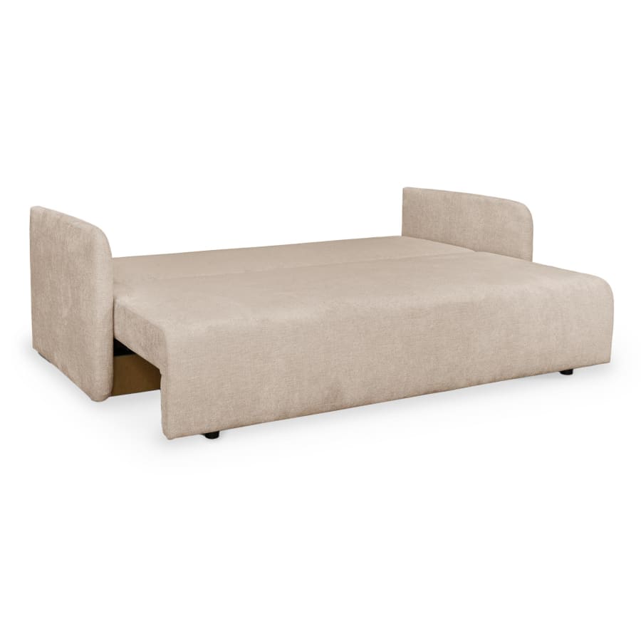 Canapé 3 places convertible avec coffre en tissu beige