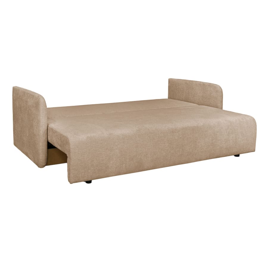 Canap&eacute; 3 places convertible avec coffre en tissu taupe