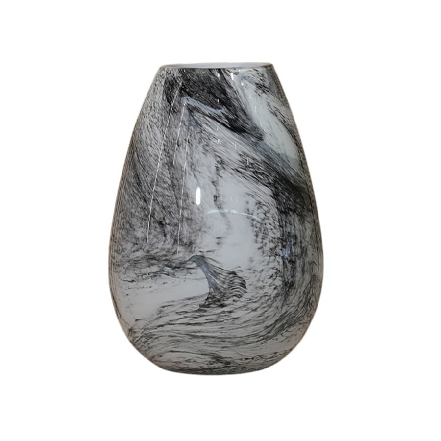 Vase en verre couleur marbre blanc et noir H24 cm