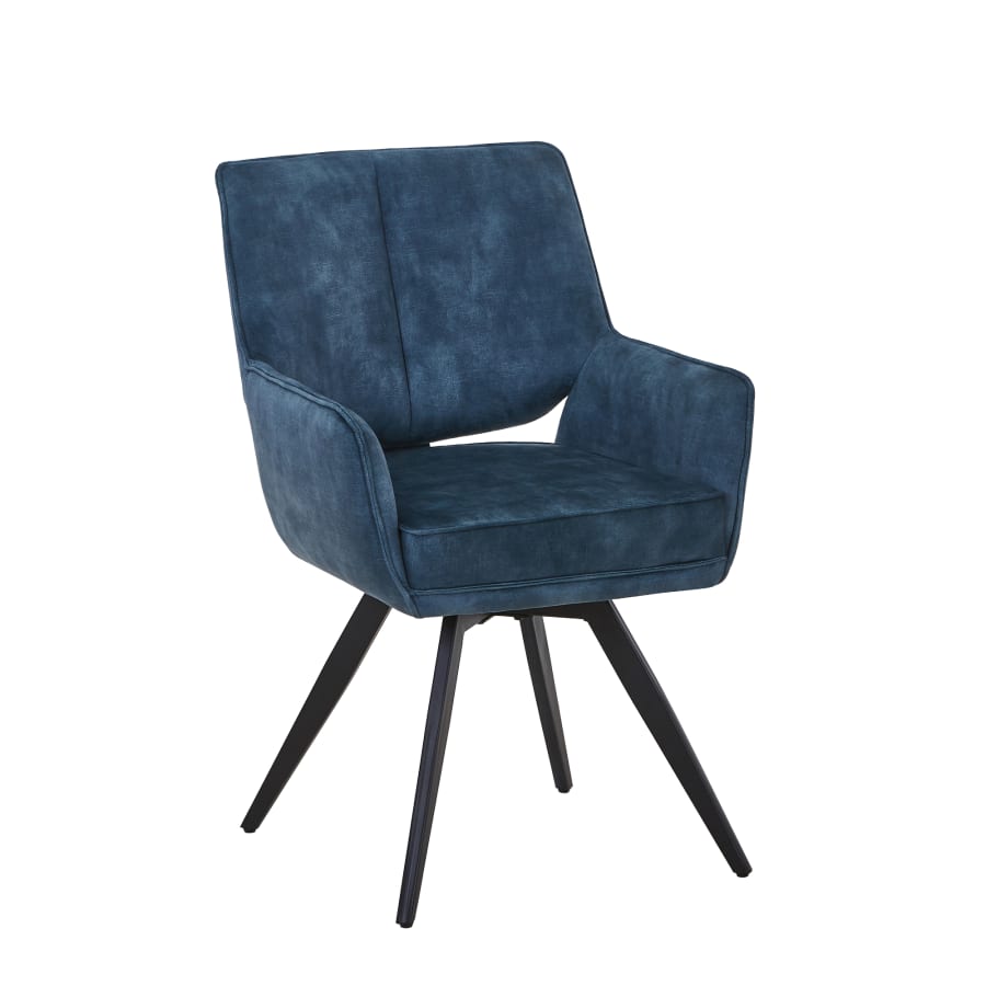 Lot de 2 chaises en velours bleu pieds en métal noir