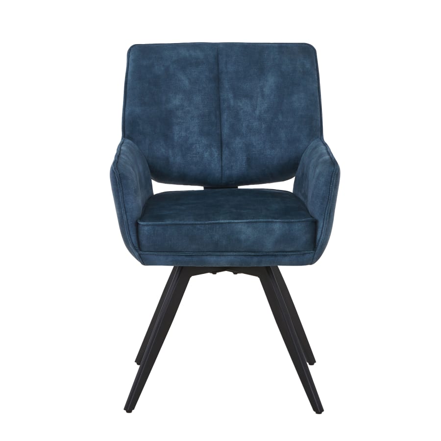 Lot de 2 chaises en velours bleu pieds en métal noir