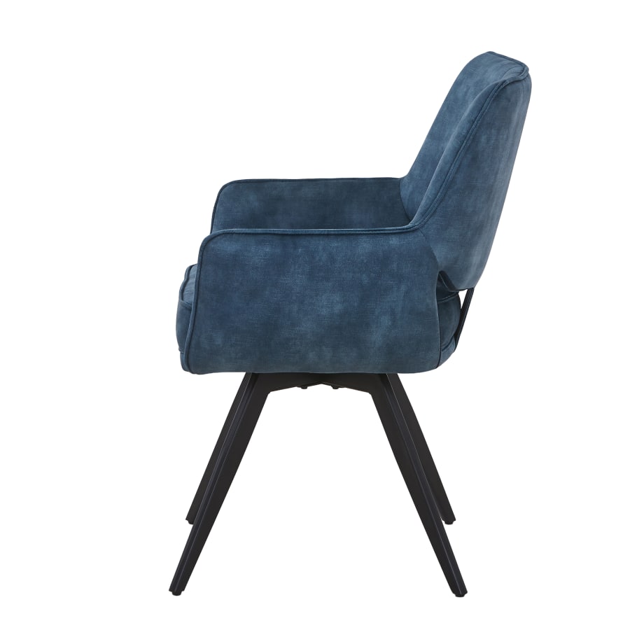 Lot de 2 chaises en velours bleu pieds en métal noir