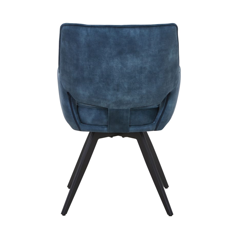 Lot de 2 chaises en velours bleu pieds en métal noir