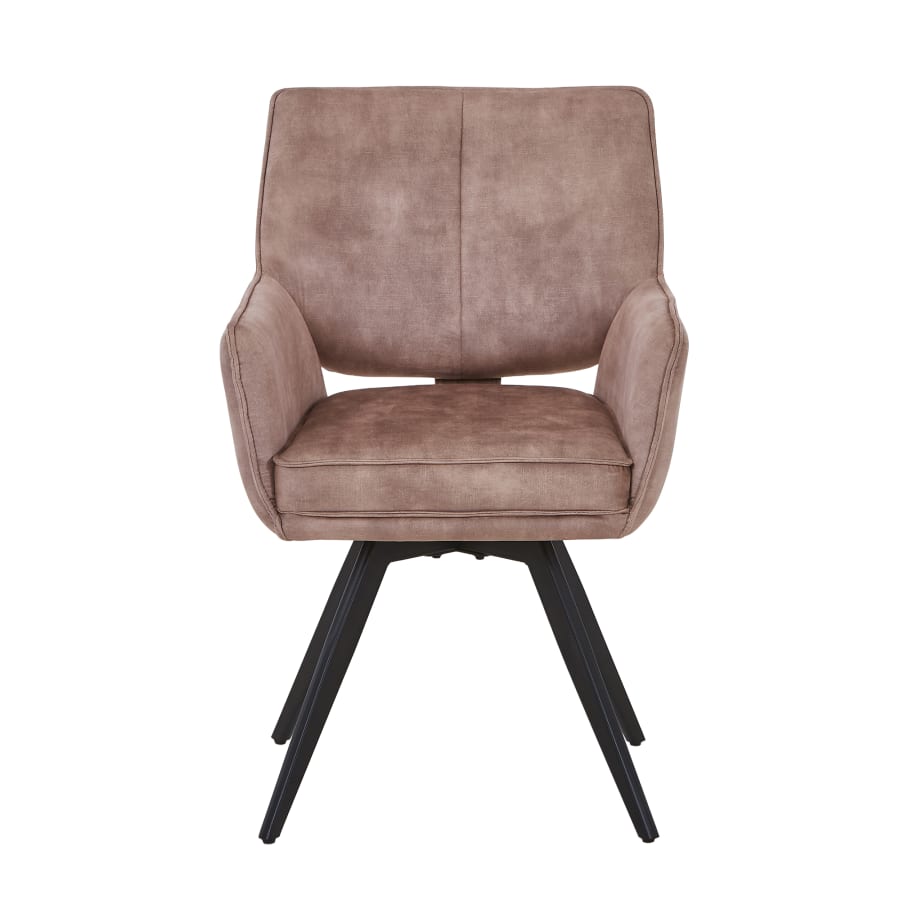 Lot de 2 chaises en velours taupe pieds en métal noir