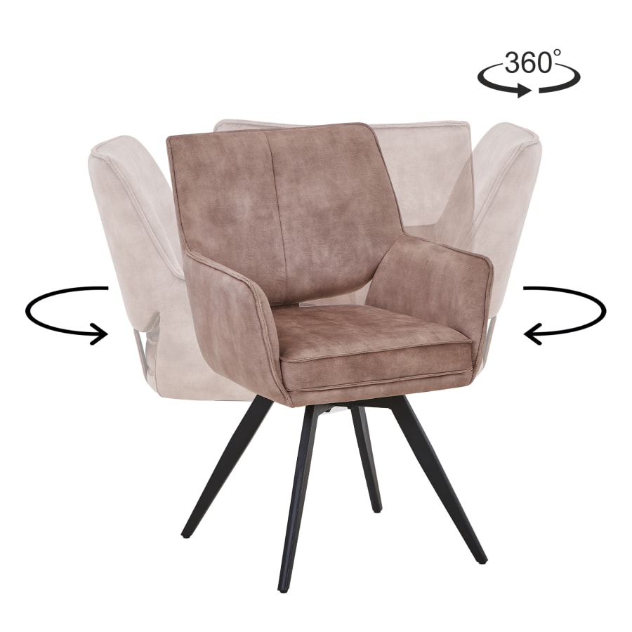 Lot de 2 chaises en velours taupe pieds en métal noir