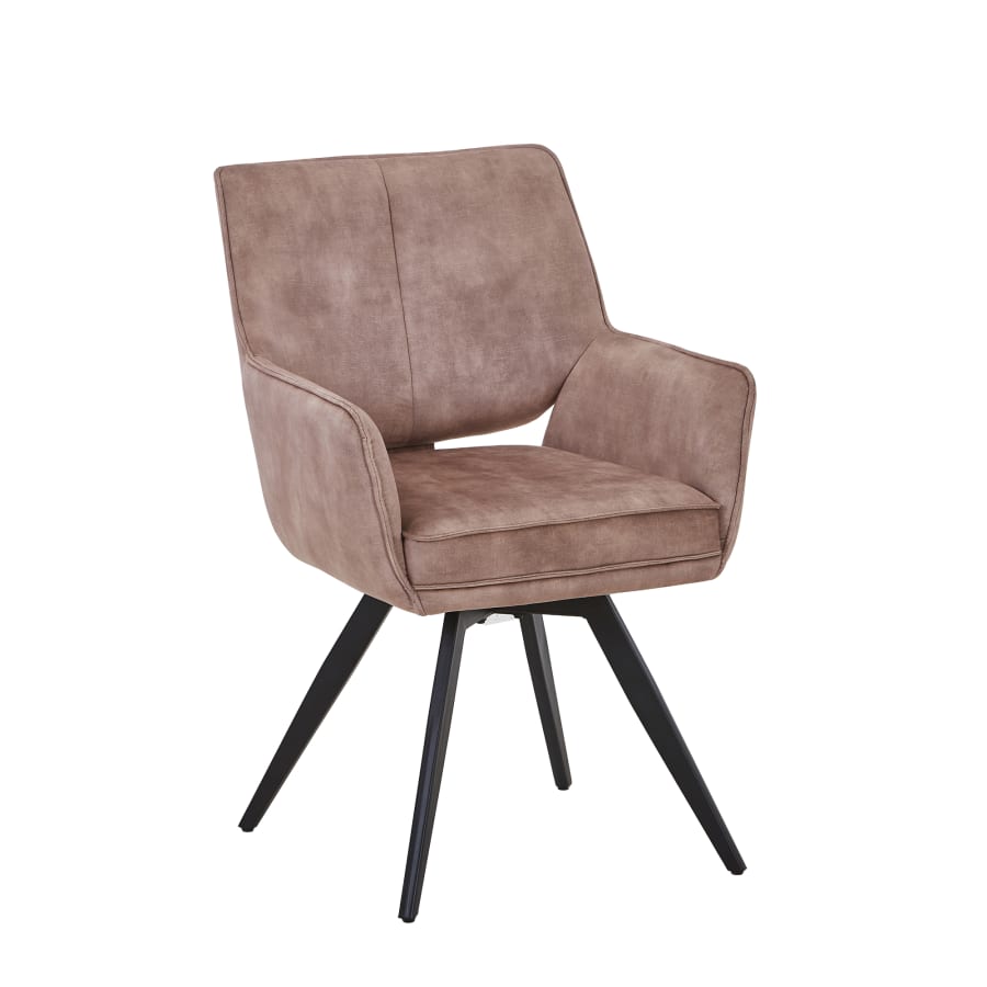 Lot de 2 chaises en velours taupe pieds en métal noir
