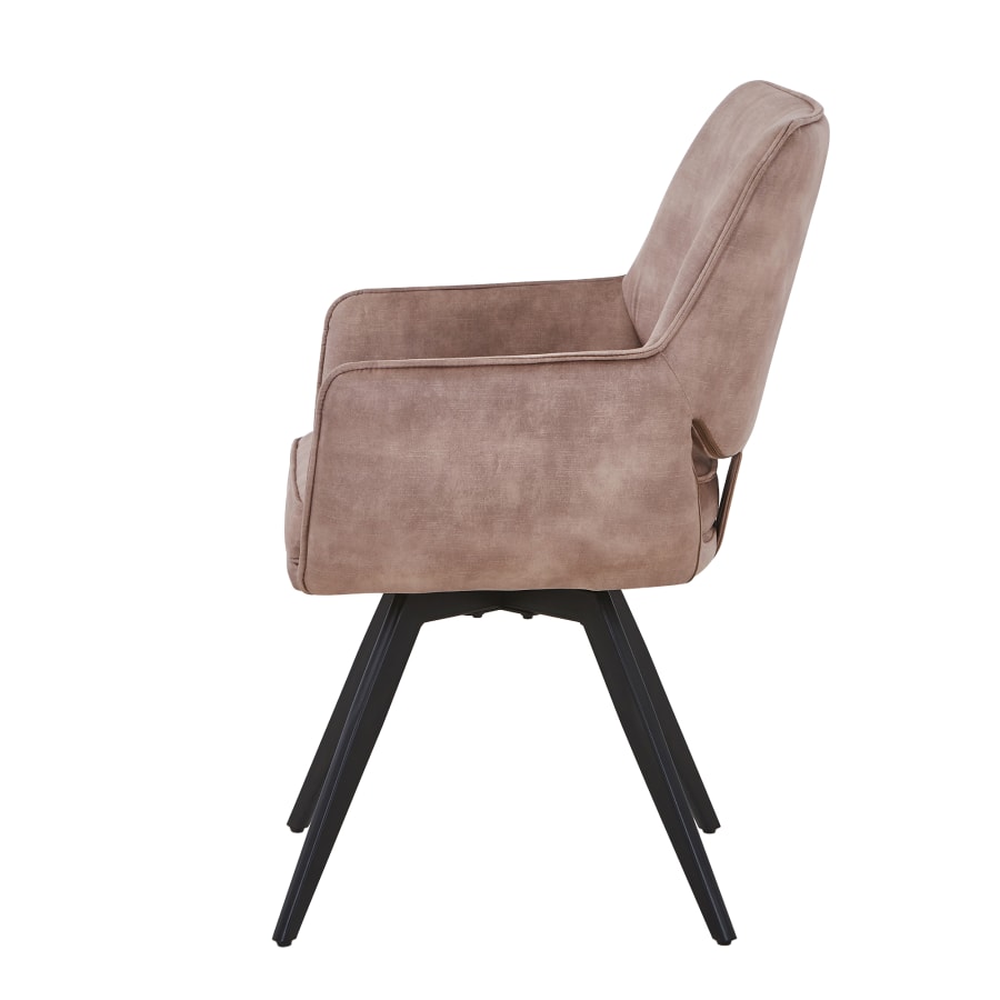 Lot de 2 chaises en velours taupe pieds en métal noir