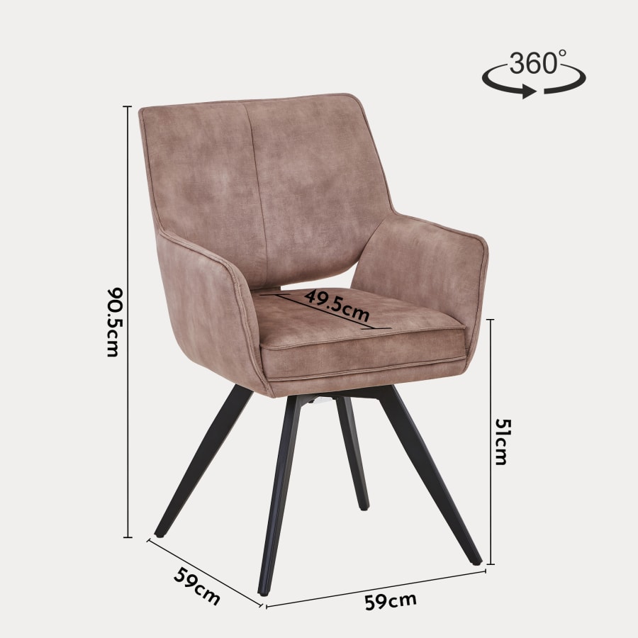 Lot de 2 chaises en velours taupe pieds en métal noir