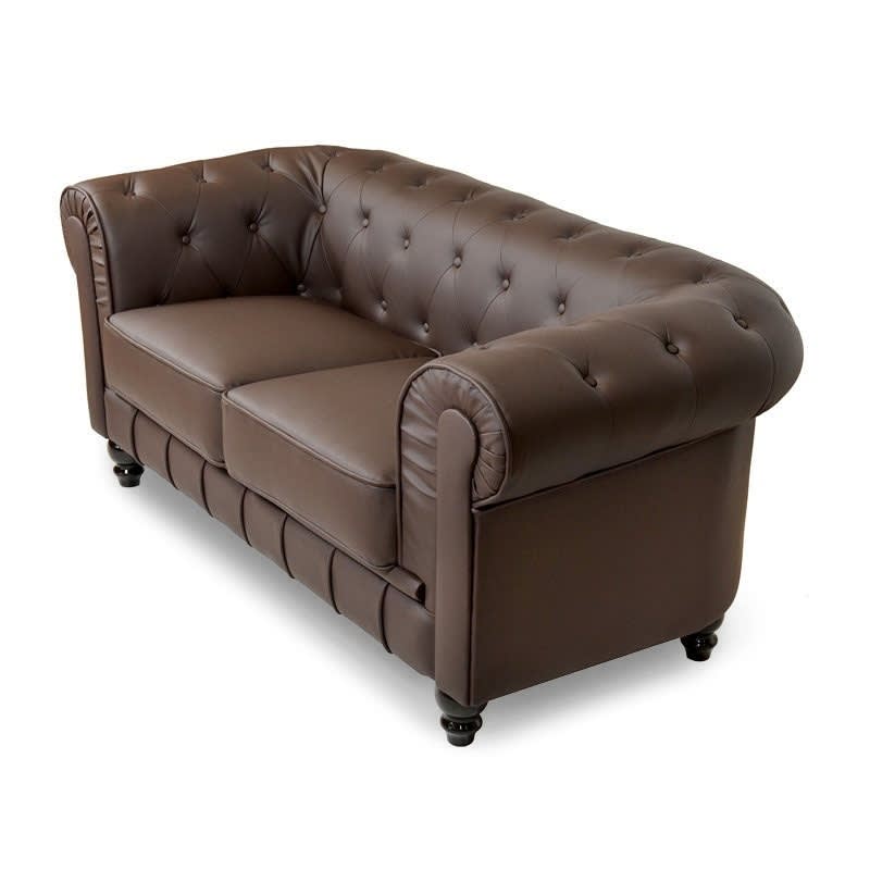 Canapé chesterfield 2 places marron