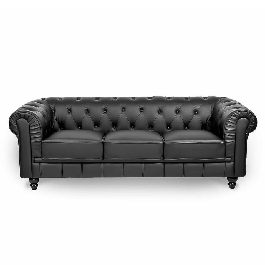 Canapé chesterfield 3 places noir