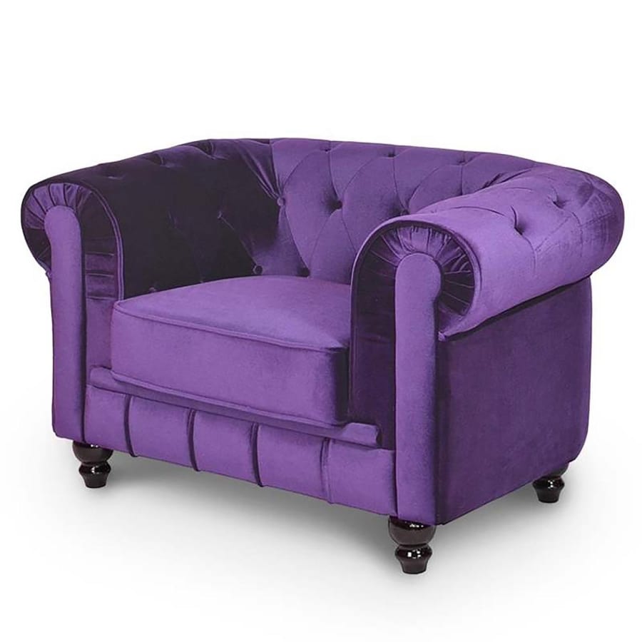 Fauteuil chesterfield  velours violet