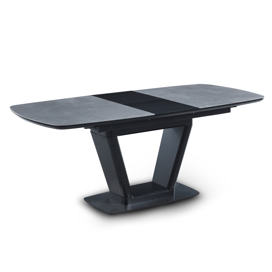 Table &agrave; manger rectangulaire extensible gris et noir
