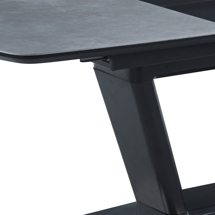 Table &agrave; manger rectangulaire extensible gris et noir