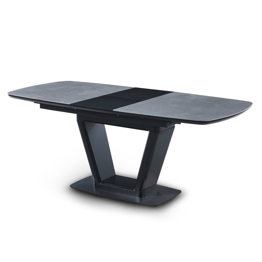 Table &agrave; manger rectangulaire extensible gris et noir
