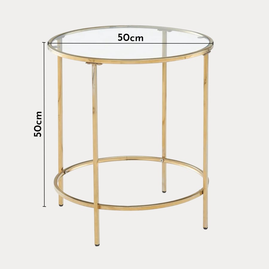 Table basse ronde en verre et métal