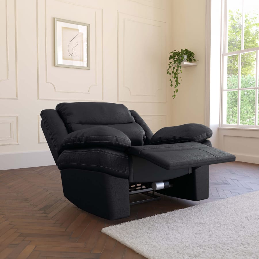 Fauteuil relax électrique en simili cuir noir