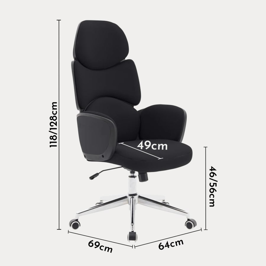 Fauteuil de bureau en tissu noir