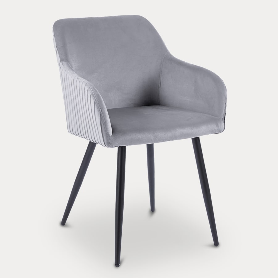 Lot de 2 chaises en velours gris piètement en métal noir