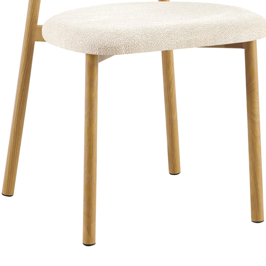 Lot de 2 chaises en tissu beige piètement en métal couleur bois