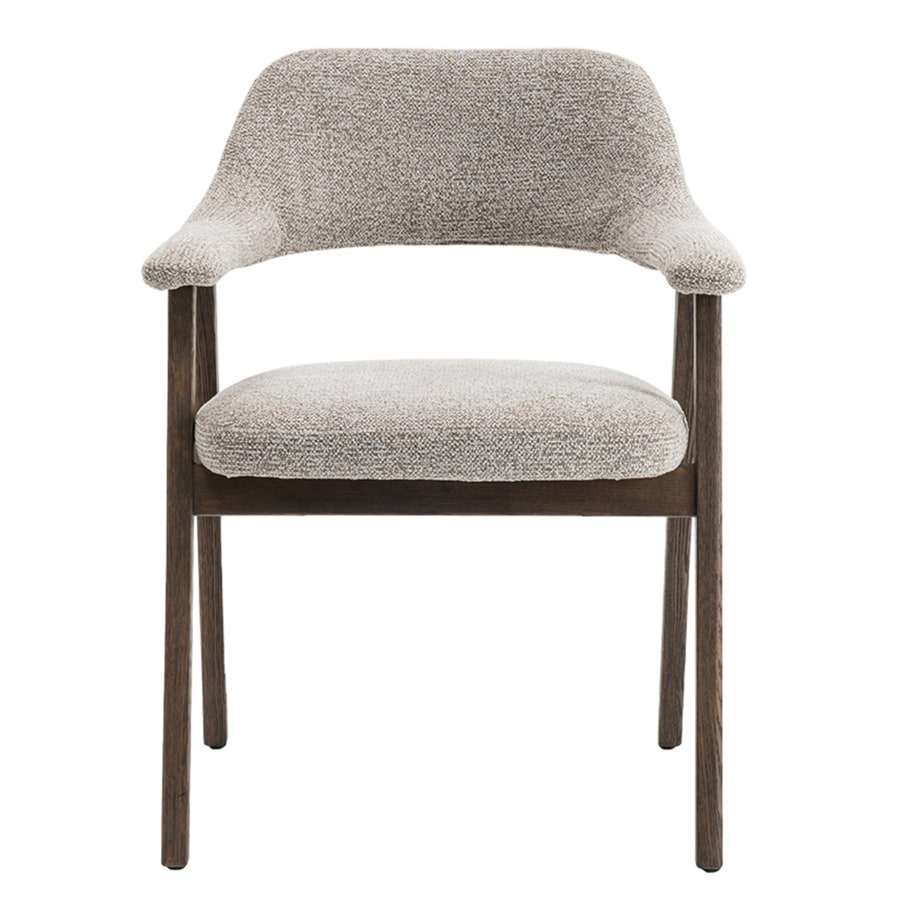 Chaise en tissu beige pieds couleur bois fonc&eacute;