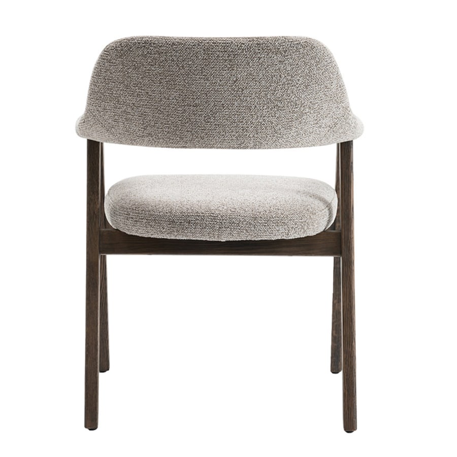 Chaise en tissu beige pieds ch&ecirc;ne massif fonc&eacute;