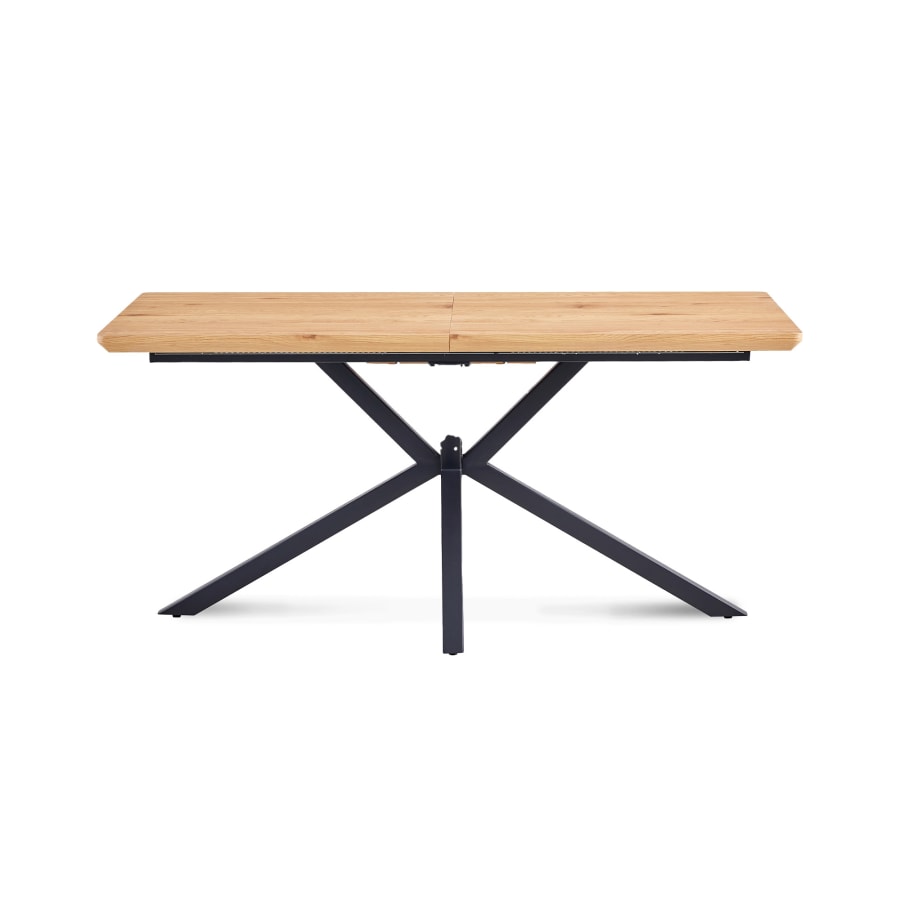 Table &agrave; manger rectangulaire extensible en bois et m&eacute;tal noir