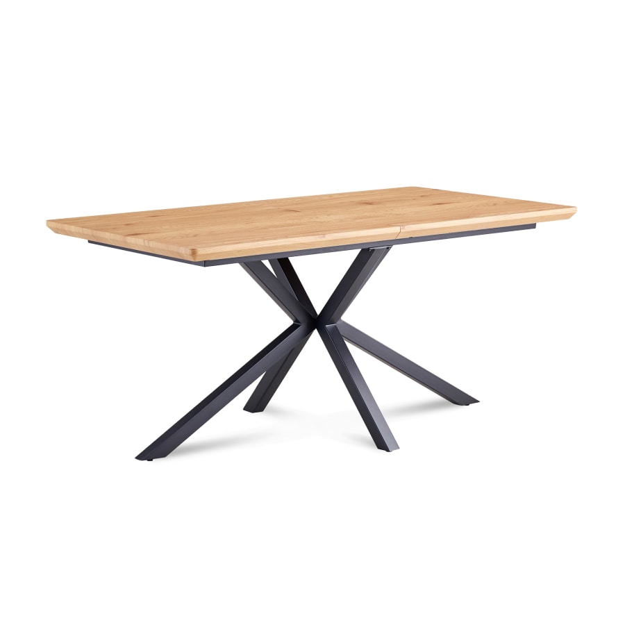 Table &agrave; manger rectangulaire extensible en bois et m&eacute;tal noir