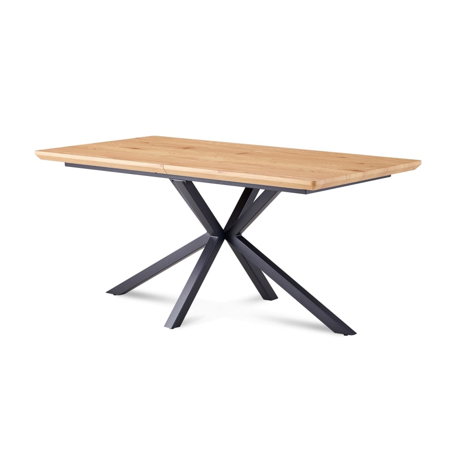 Table &agrave; manger rectangulaire extensible en bois et m&eacute;tal noir