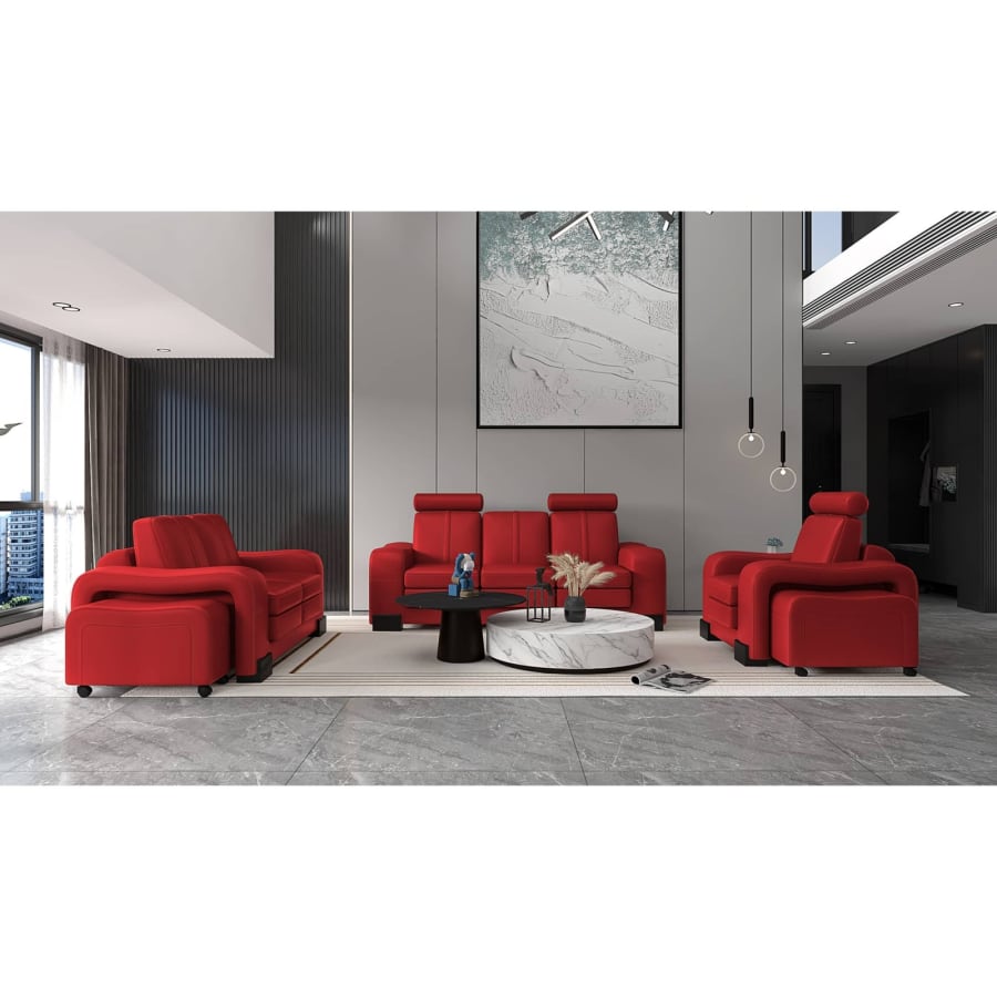 Ensemble canapé 3+2+1 places cuir rouge CUBANA