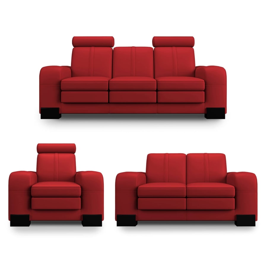 Ensemble canapé 3+2+1 places cuir rouge CUBANA